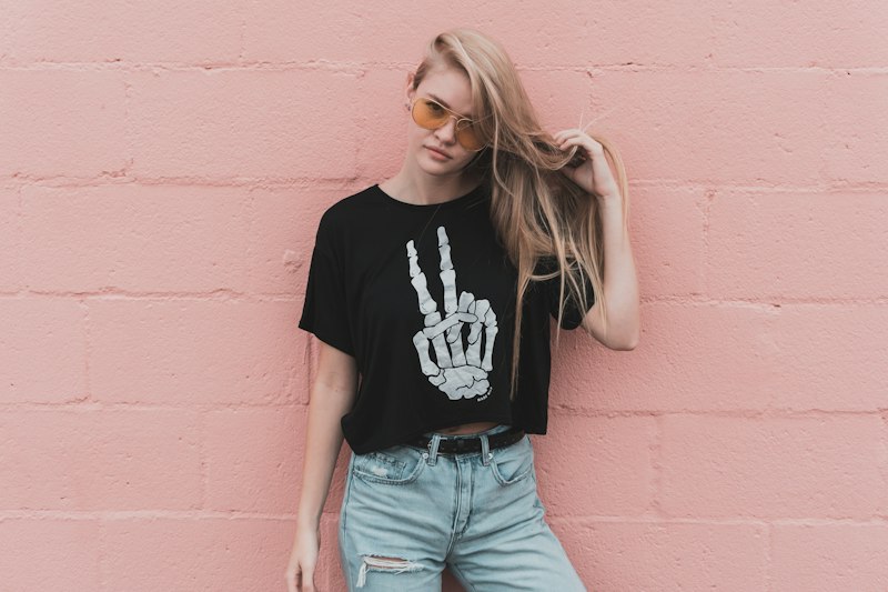 Happy customer in yellow tee